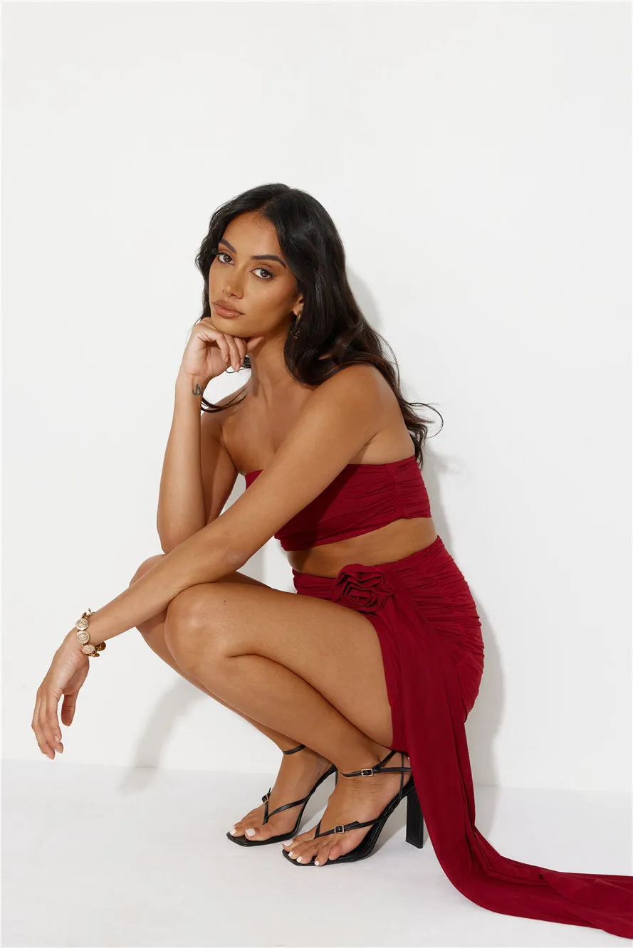 One Week Vacay Strapless Mesh Mini Dress Maroon