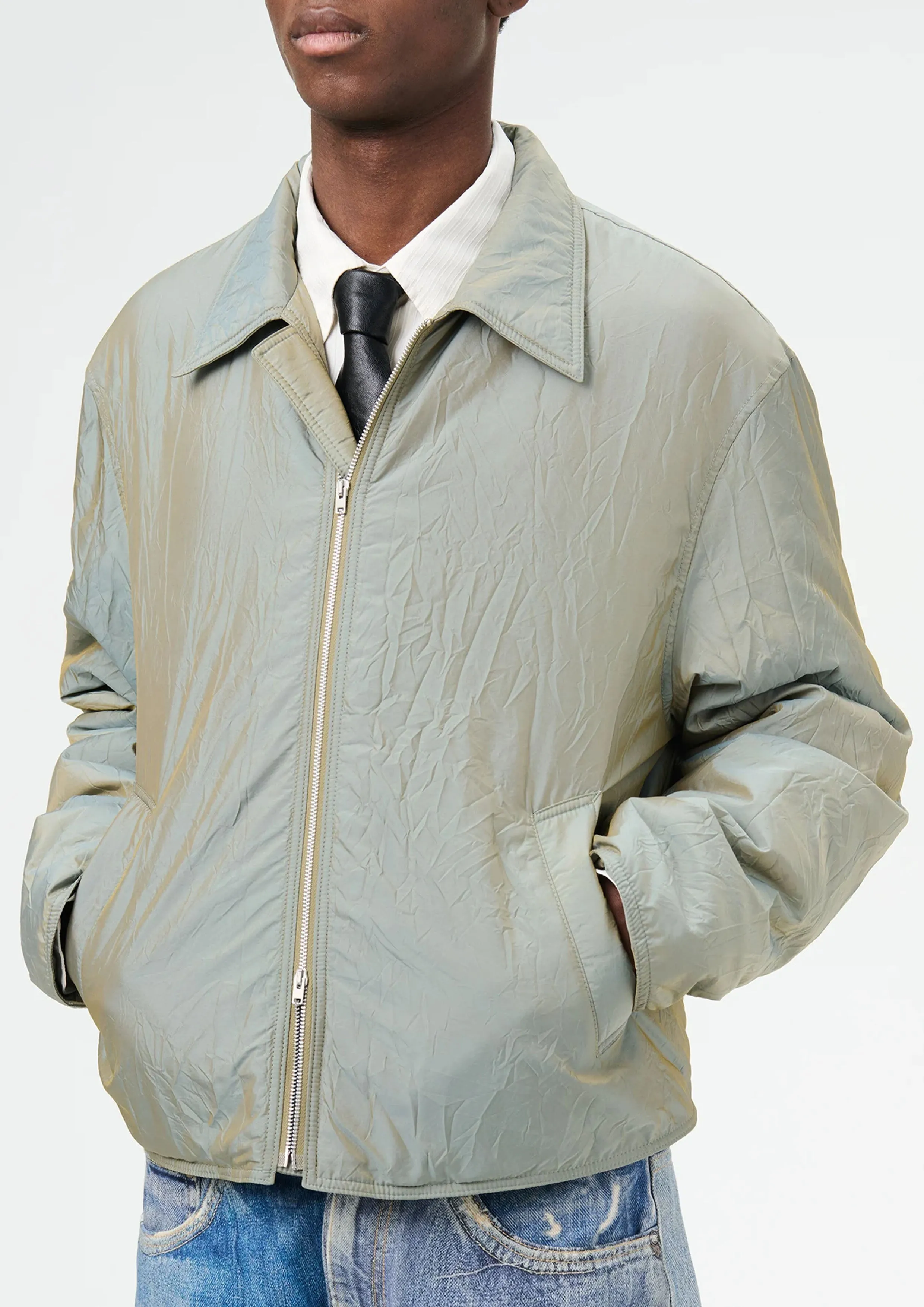 OUR LEGACY - SLIGHT JACKET SHINING OLIVE CRINKLE SOLARO