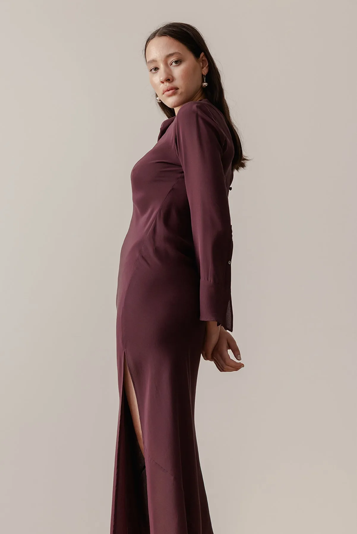 Oyster Gown - Aubergine