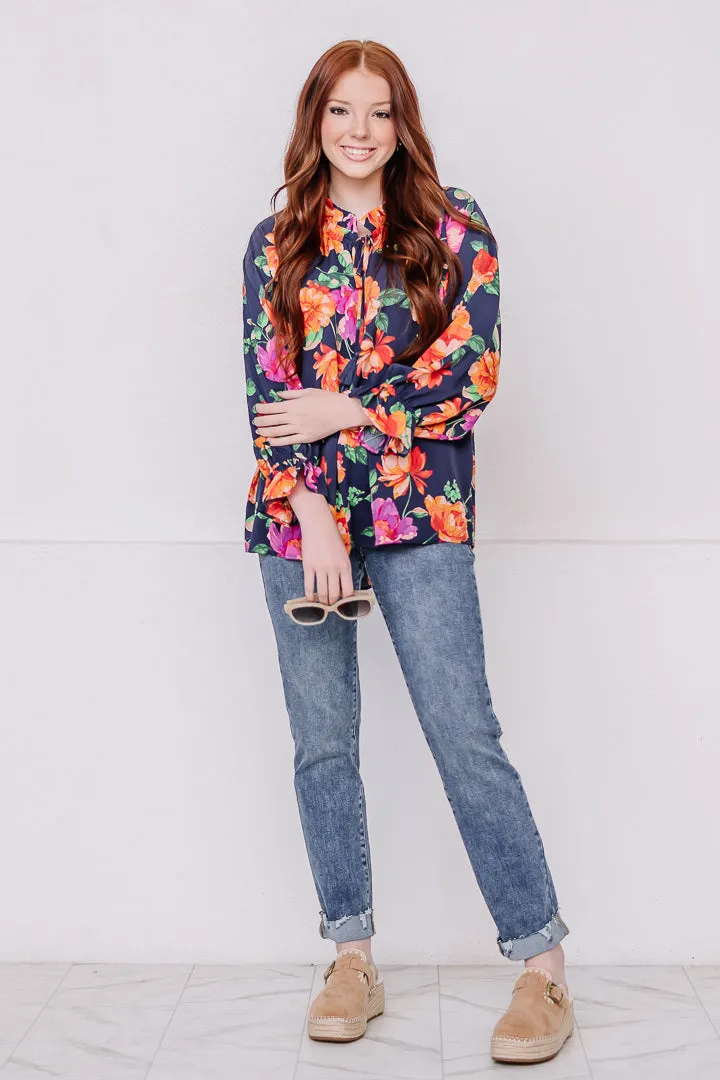Petal Whisper Floral Tunic Top