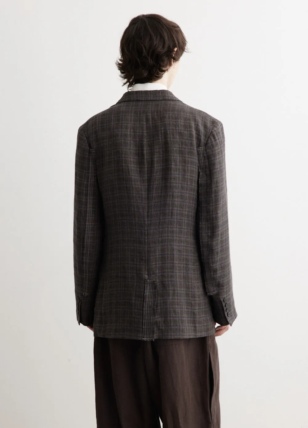 Plaid Decorative Cloth 3 Buttons Jacket