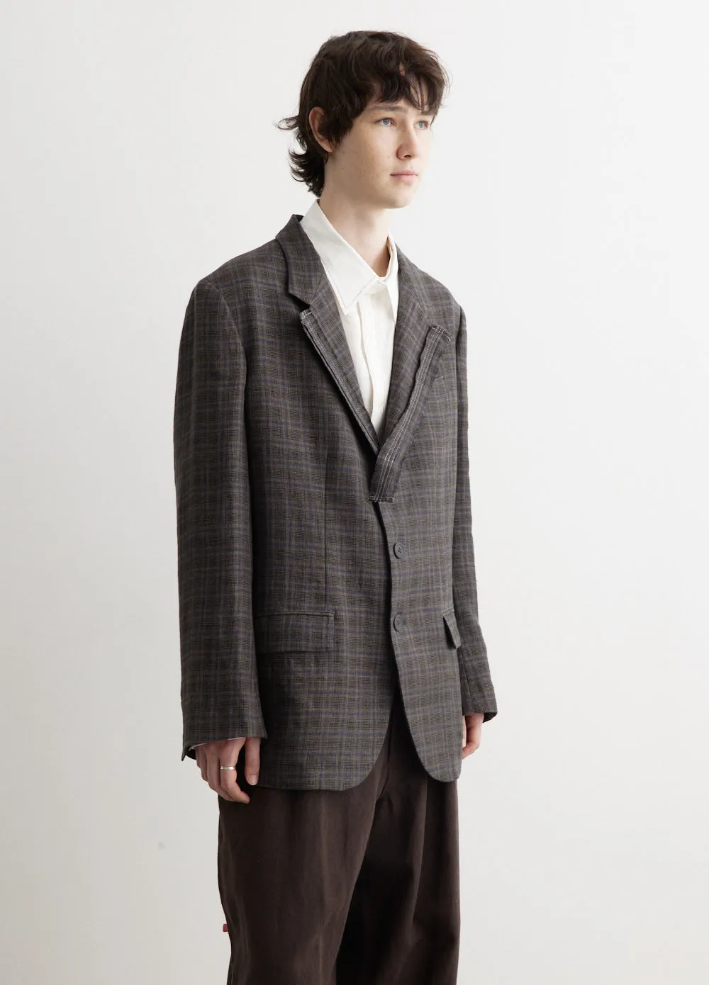 Plaid Decorative Cloth 3 Buttons Jacket