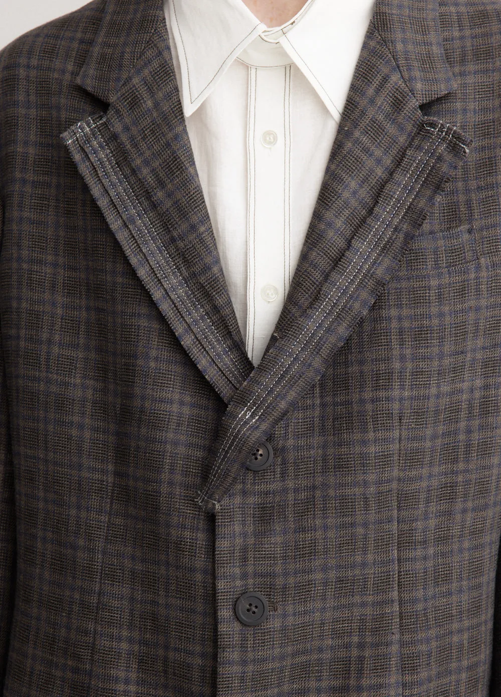 Plaid Decorative Cloth 3 Buttons Jacket