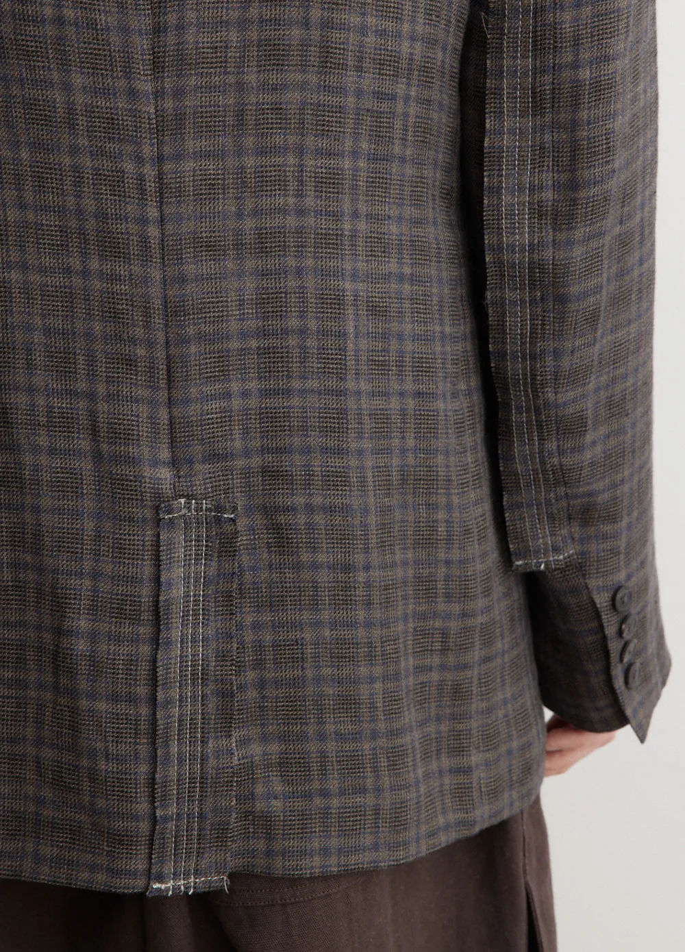 Plaid Decorative Cloth 3 Buttons Jacket
