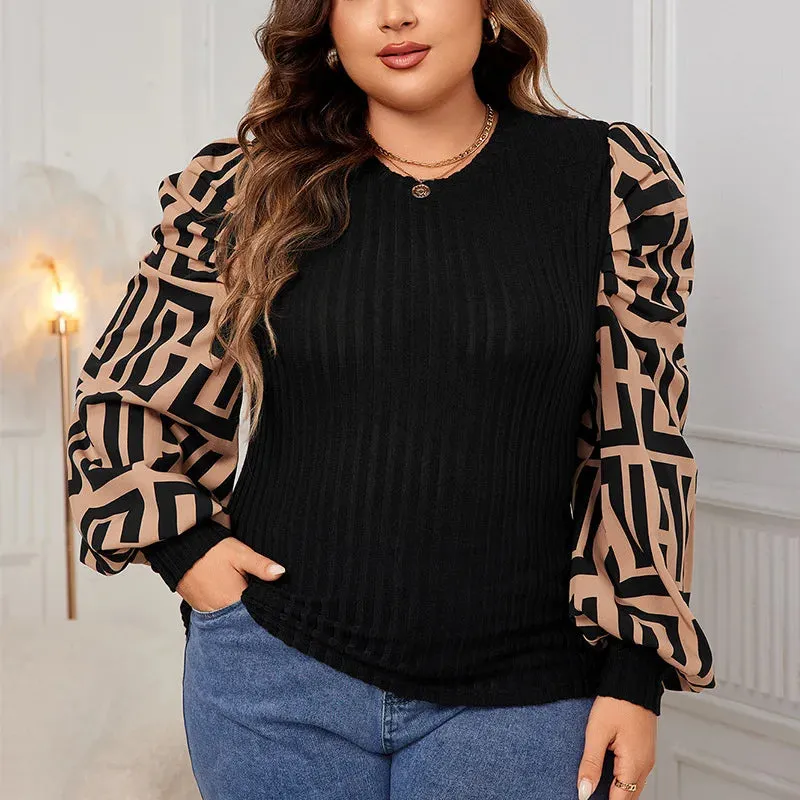 Plus Size Patchwork T-Shirt Chiffon
