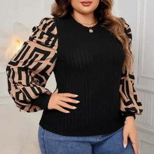 Plus Size Patchwork T-Shirt Chiffon