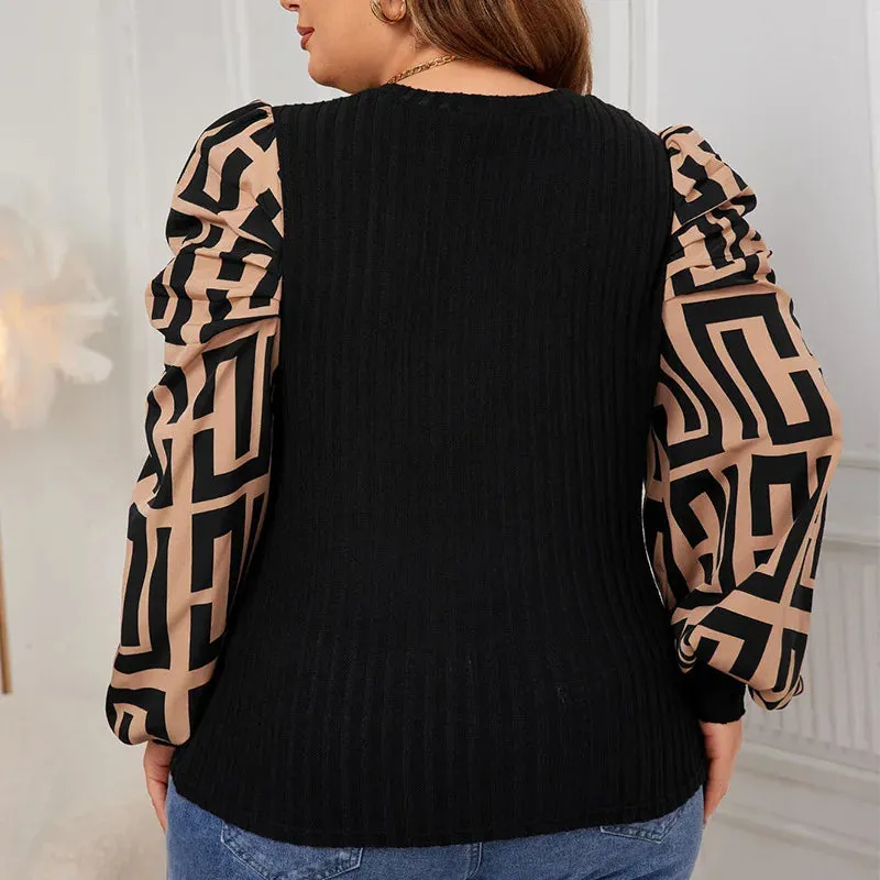 Plus Size Patchwork T-Shirt Chiffon