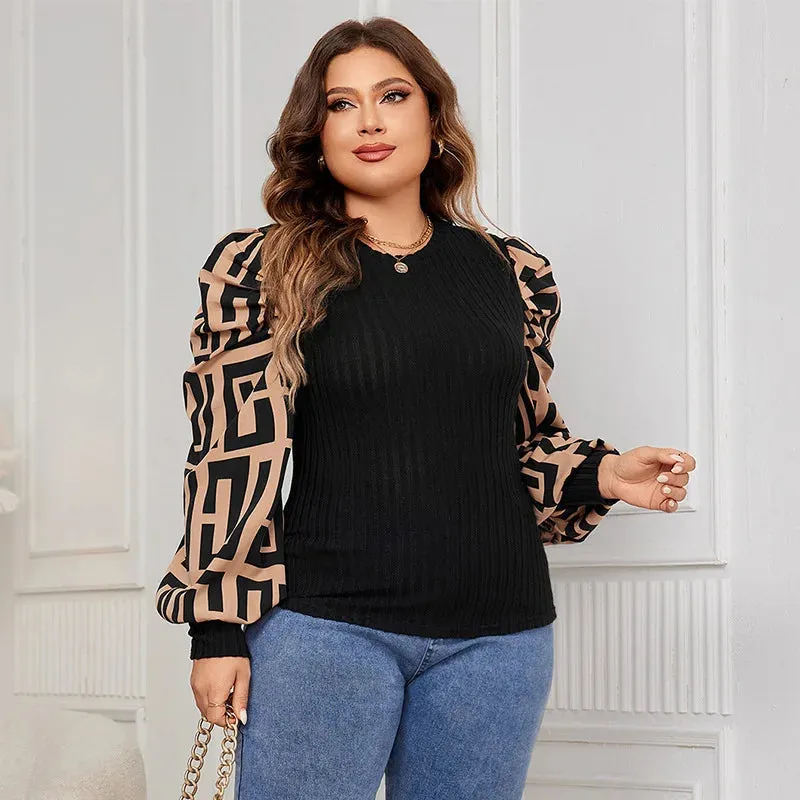 Plus Size Patchwork T-Shirt Chiffon