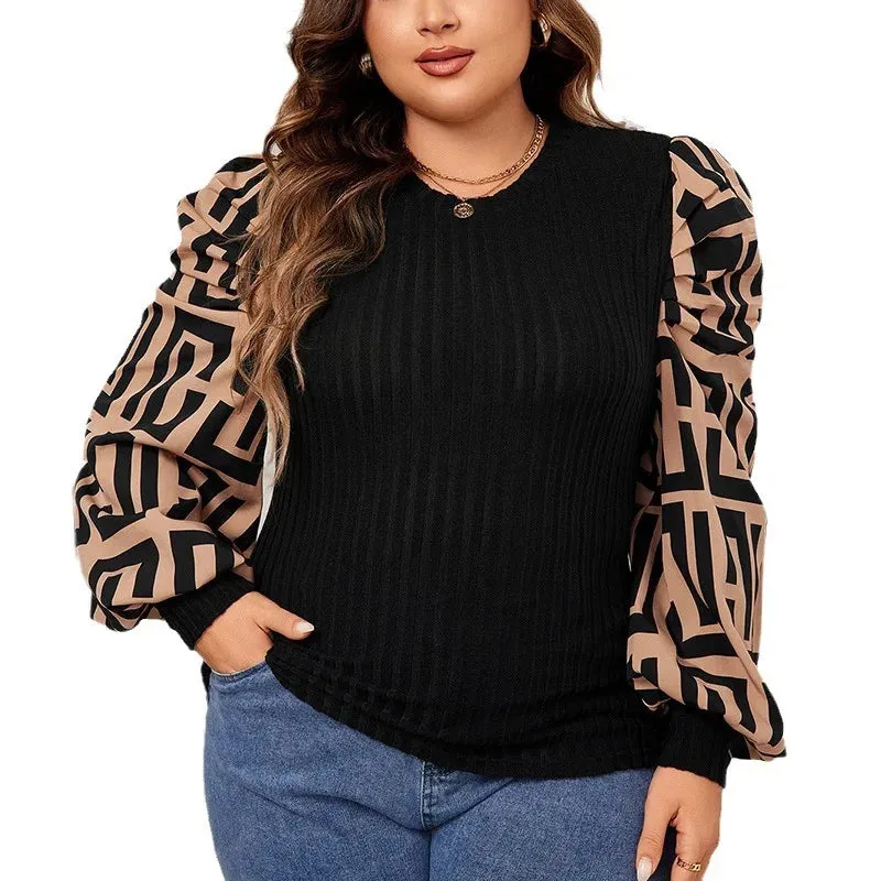Plus Size Patchwork T-Shirt Chiffon