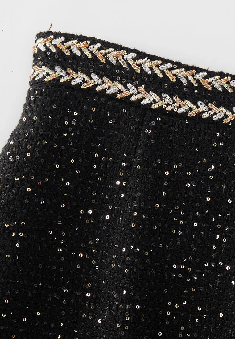 Prestige Sequined Tweed Fishtail Skirt