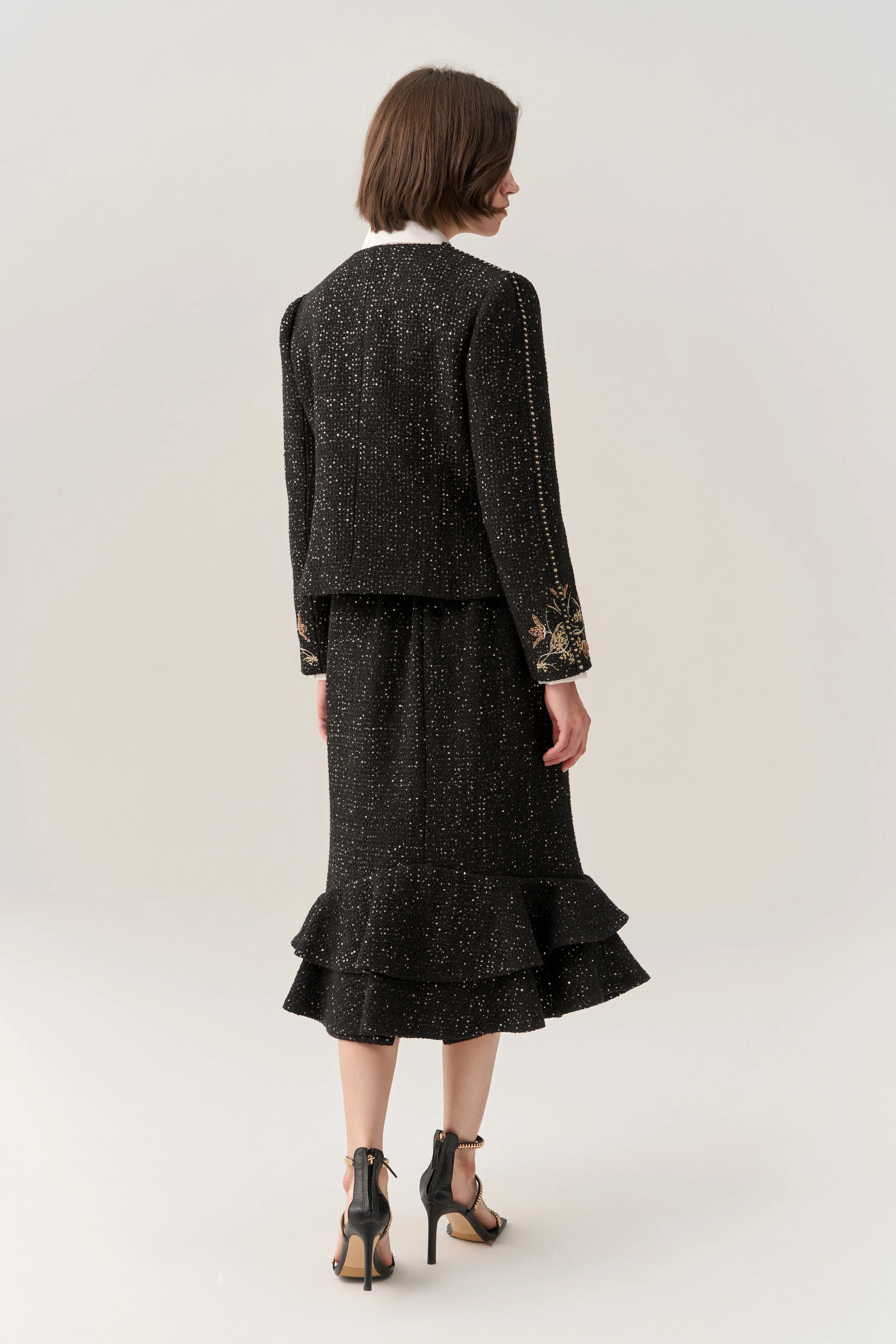 Prestige Sequined Tweed Fishtail Skirt