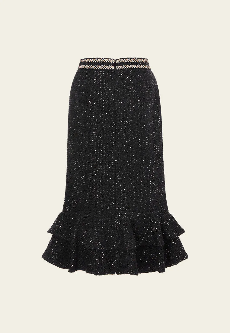 Prestige Sequined Tweed Fishtail Skirt