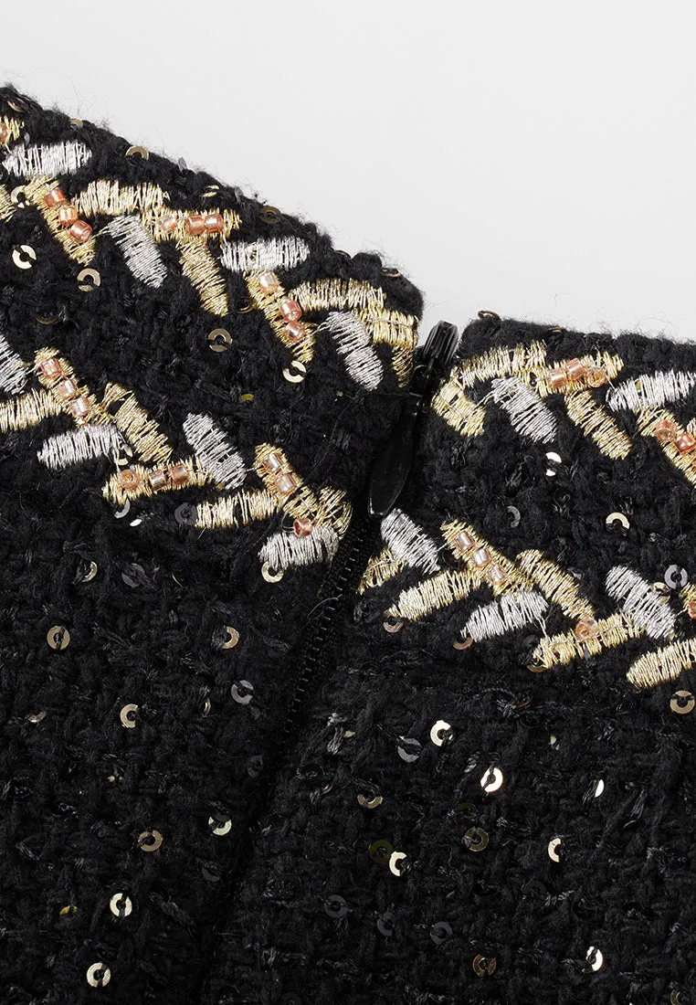 Prestige Sequined Tweed Fishtail Skirt