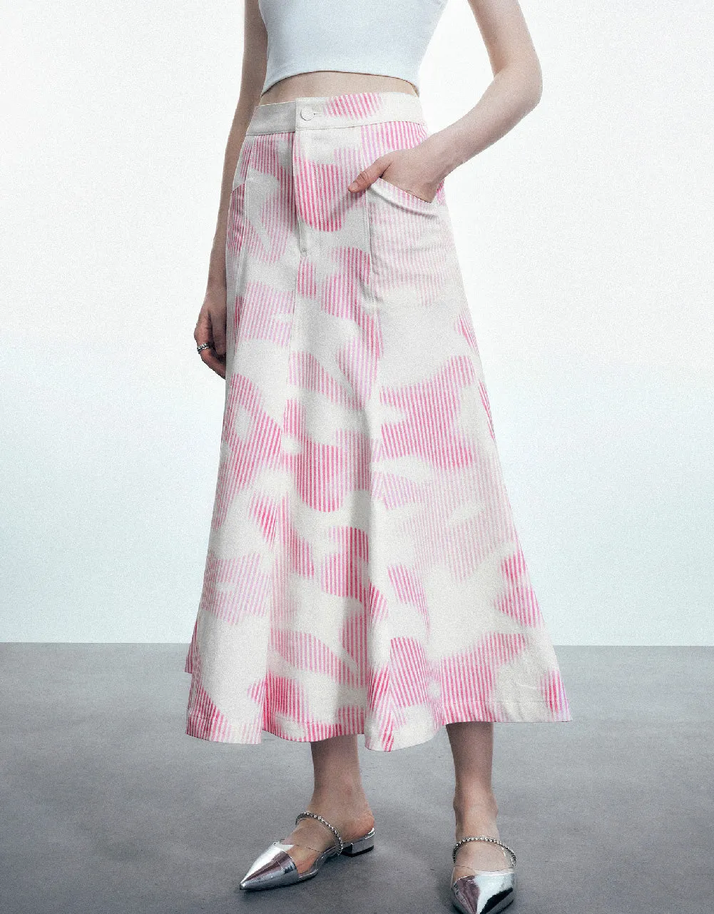 Printed Midi Fishtail Skirt