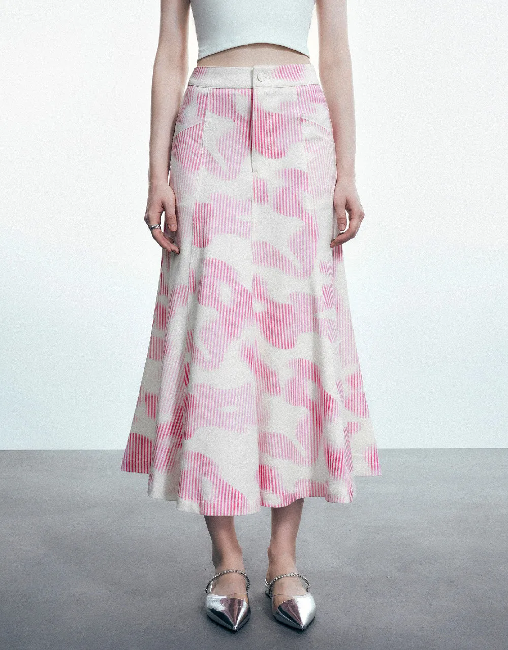 Printed Midi Fishtail Skirt