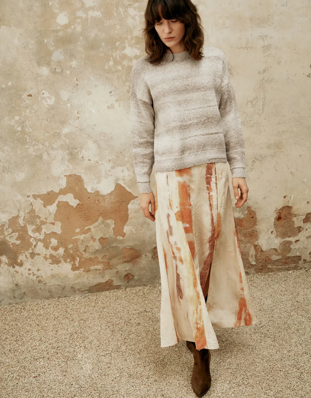 Printed Midi Fishtail Skirt