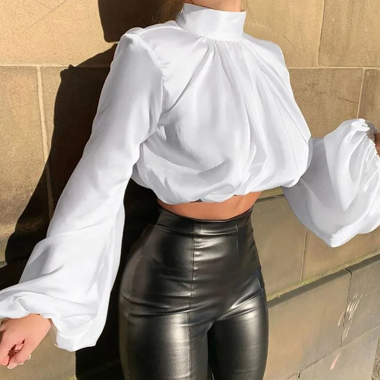 Puff Sleeve Turtle Neck  Tops