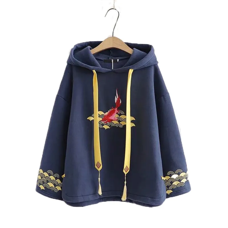 "CARP EMBROIDERED TASSEL" HOODIE N110602