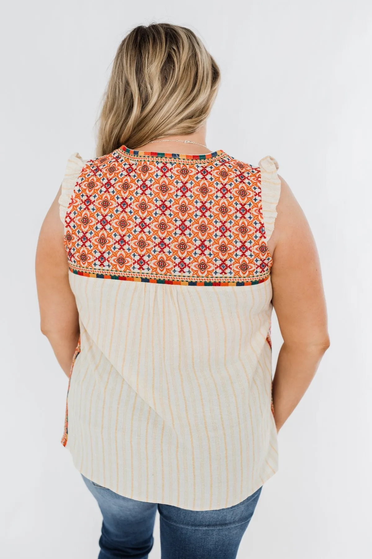 Ready For A Rendezvous Embroider Tank Top- Cream & Multi