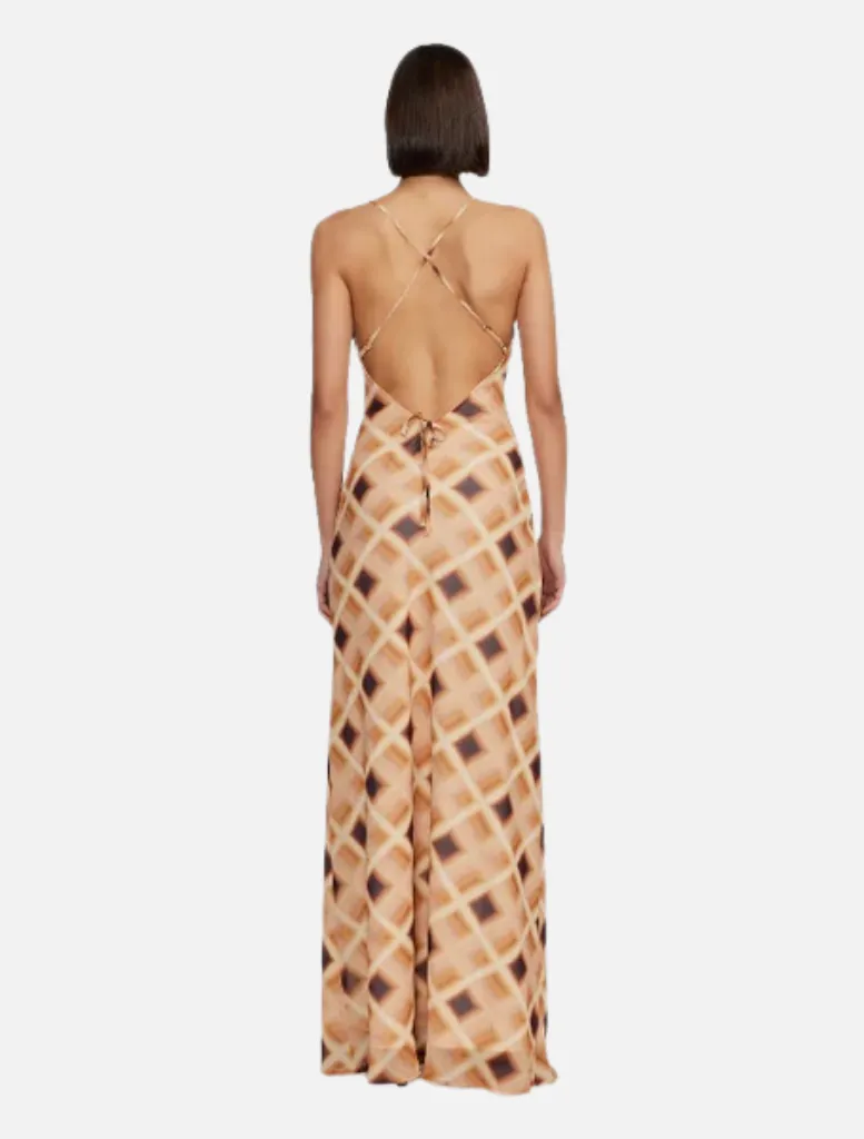 Remy maxi dress-caramel check