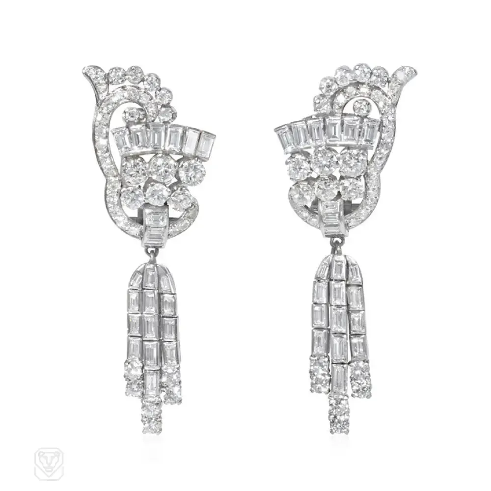 Retro diamond day-to-night pendant earrings