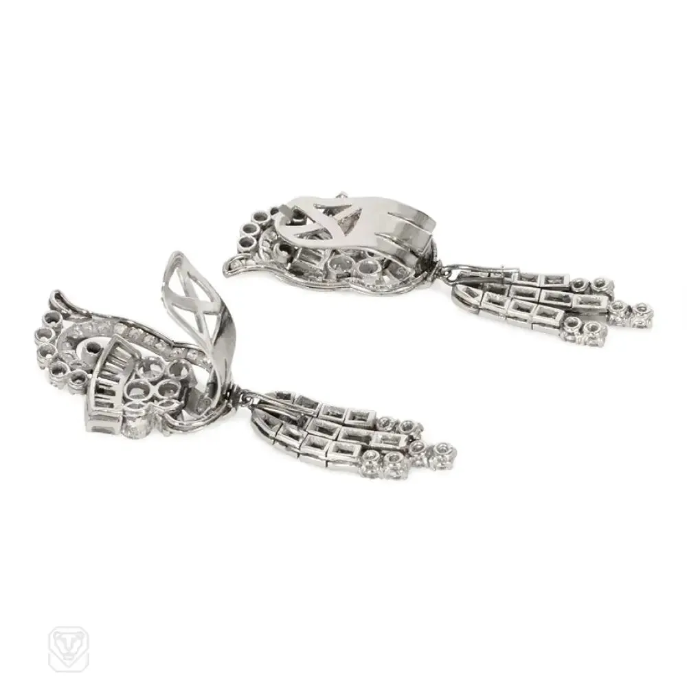 Retro diamond day-to-night pendant earrings
