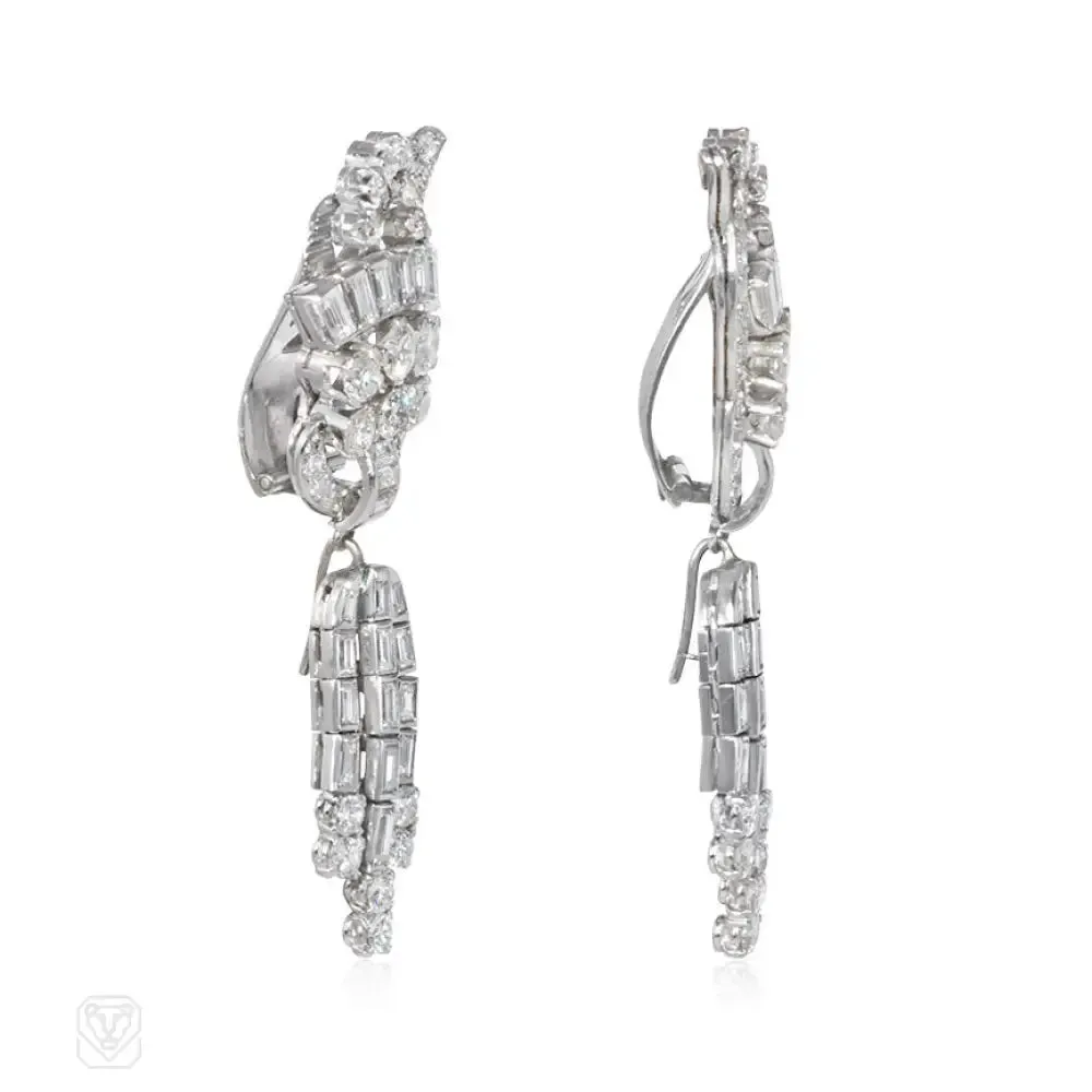 Retro diamond day-to-night pendant earrings