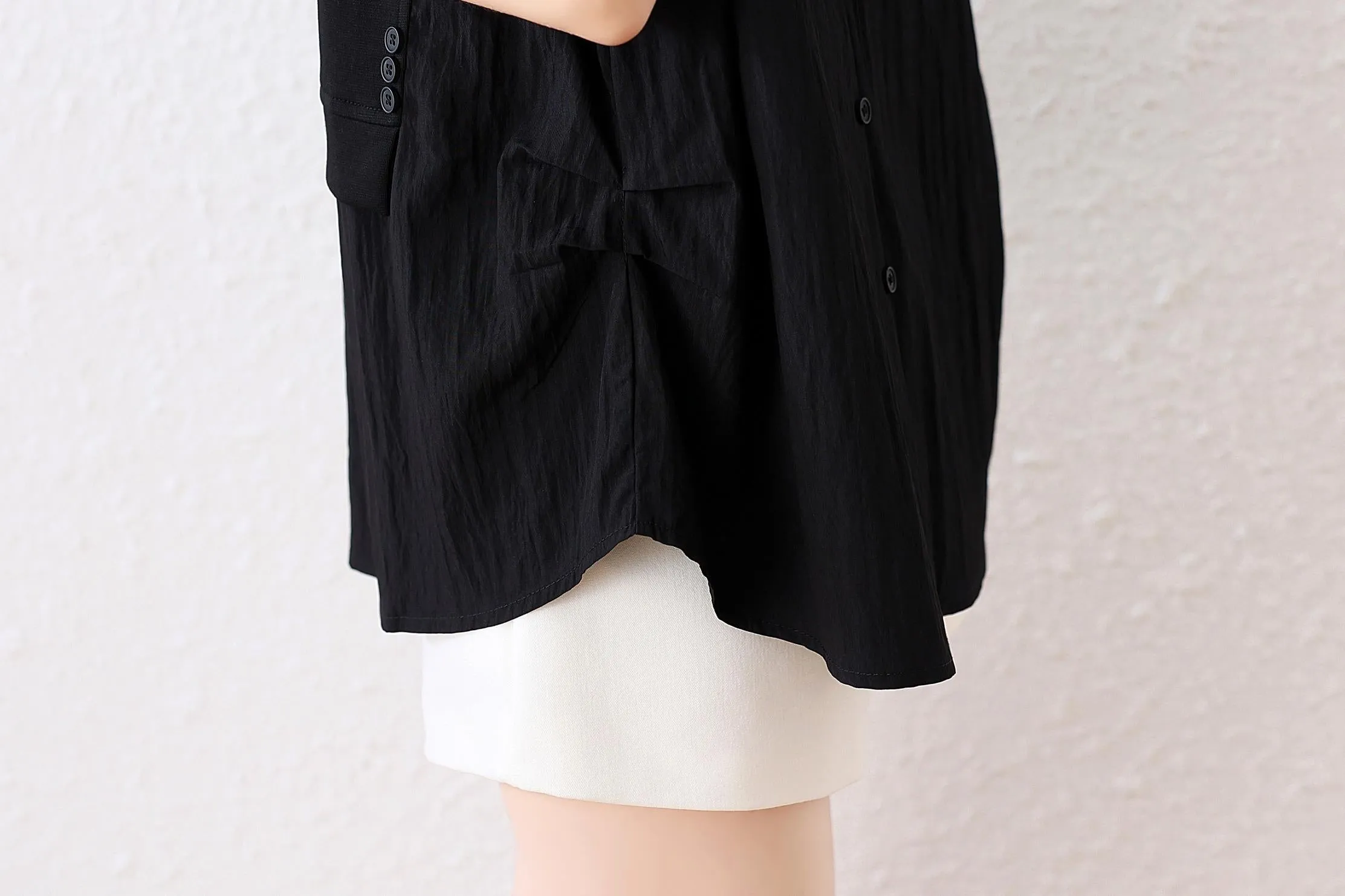 Round Neck Patchwork Chiffon Blouse for Women