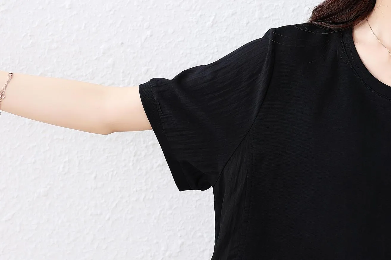 Round Neck Patchwork Chiffon Blouse for Women
