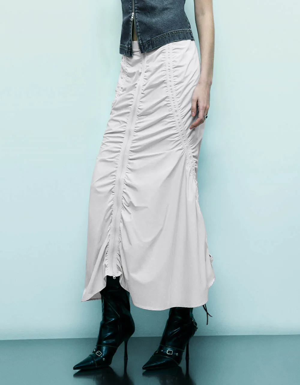 Ruched Midi Fishtail Skirt