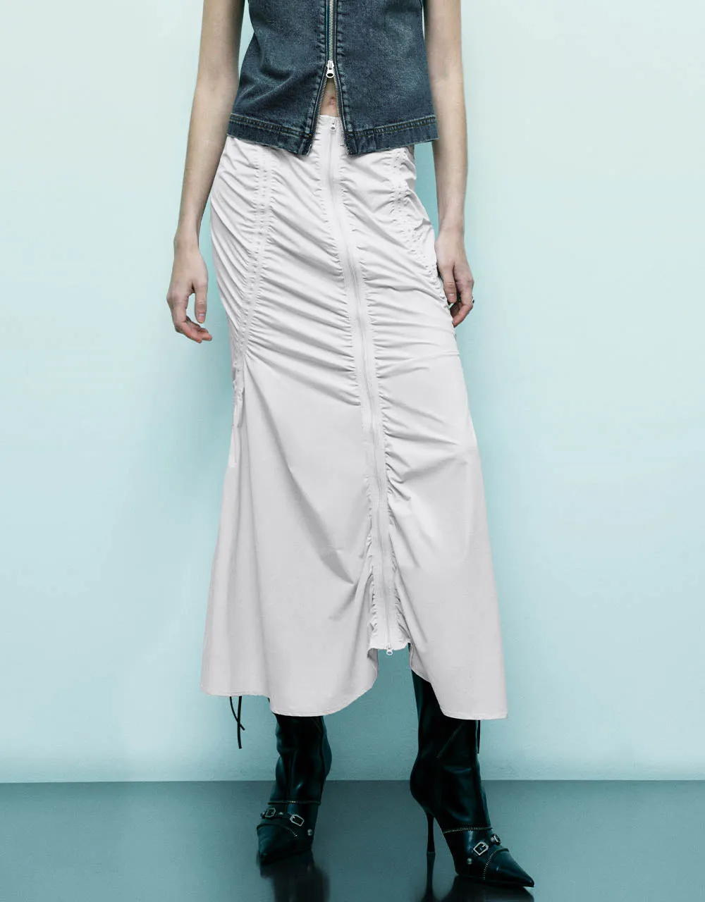 Ruched Midi Fishtail Skirt