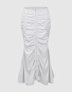 Ruched Midi Fishtail Skirt