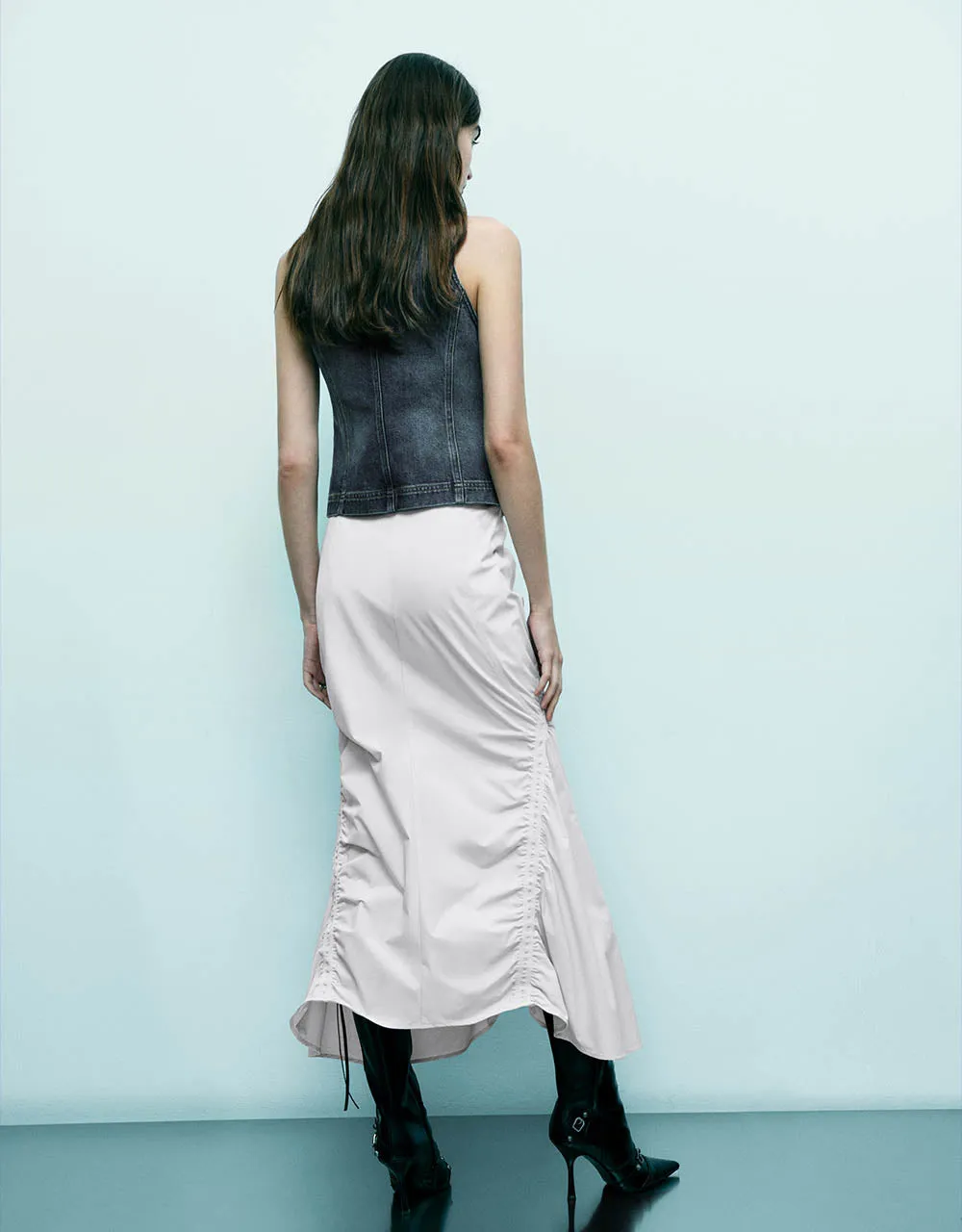 Ruched Midi Fishtail Skirt