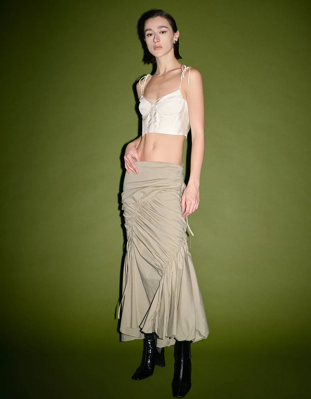 Ruffle Midi Fishtail Skirt