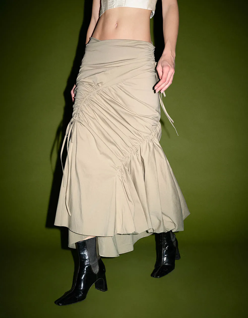 Ruffle Midi Fishtail Skirt