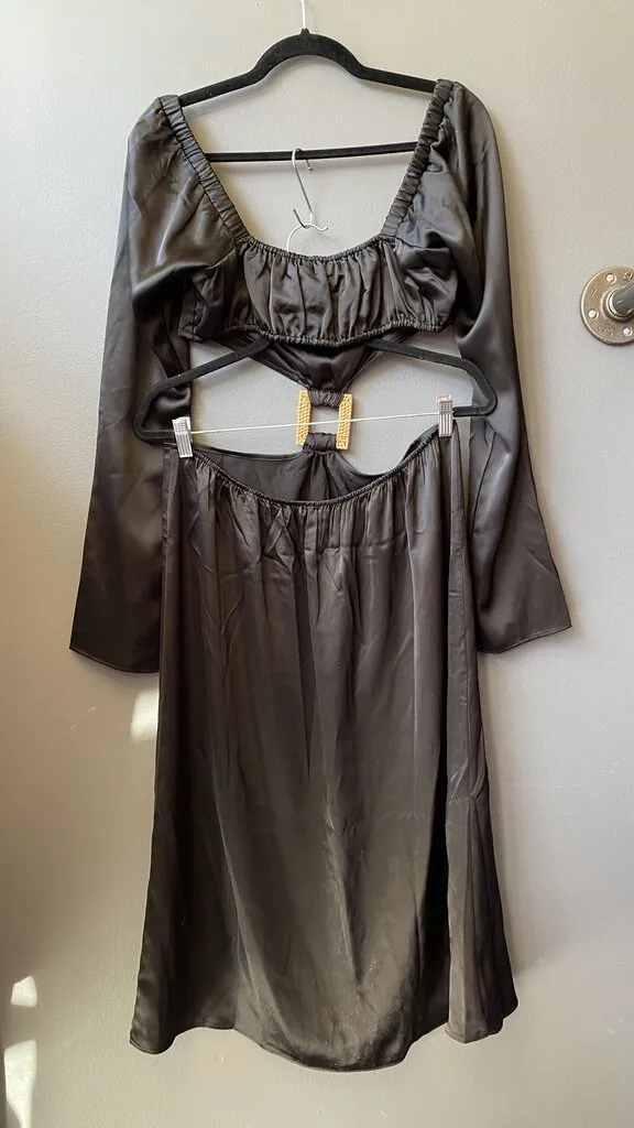 Satin Cutout Midi Dress