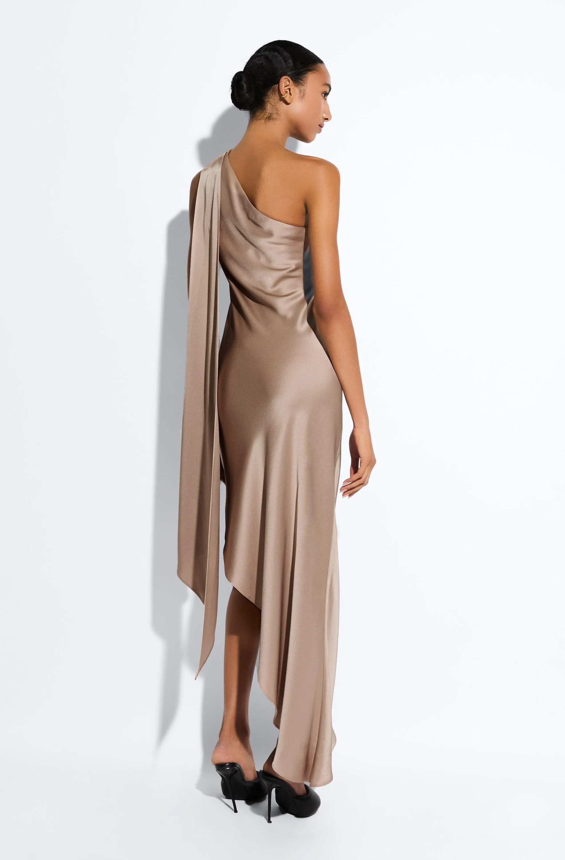 Satin One Shoulder Dress