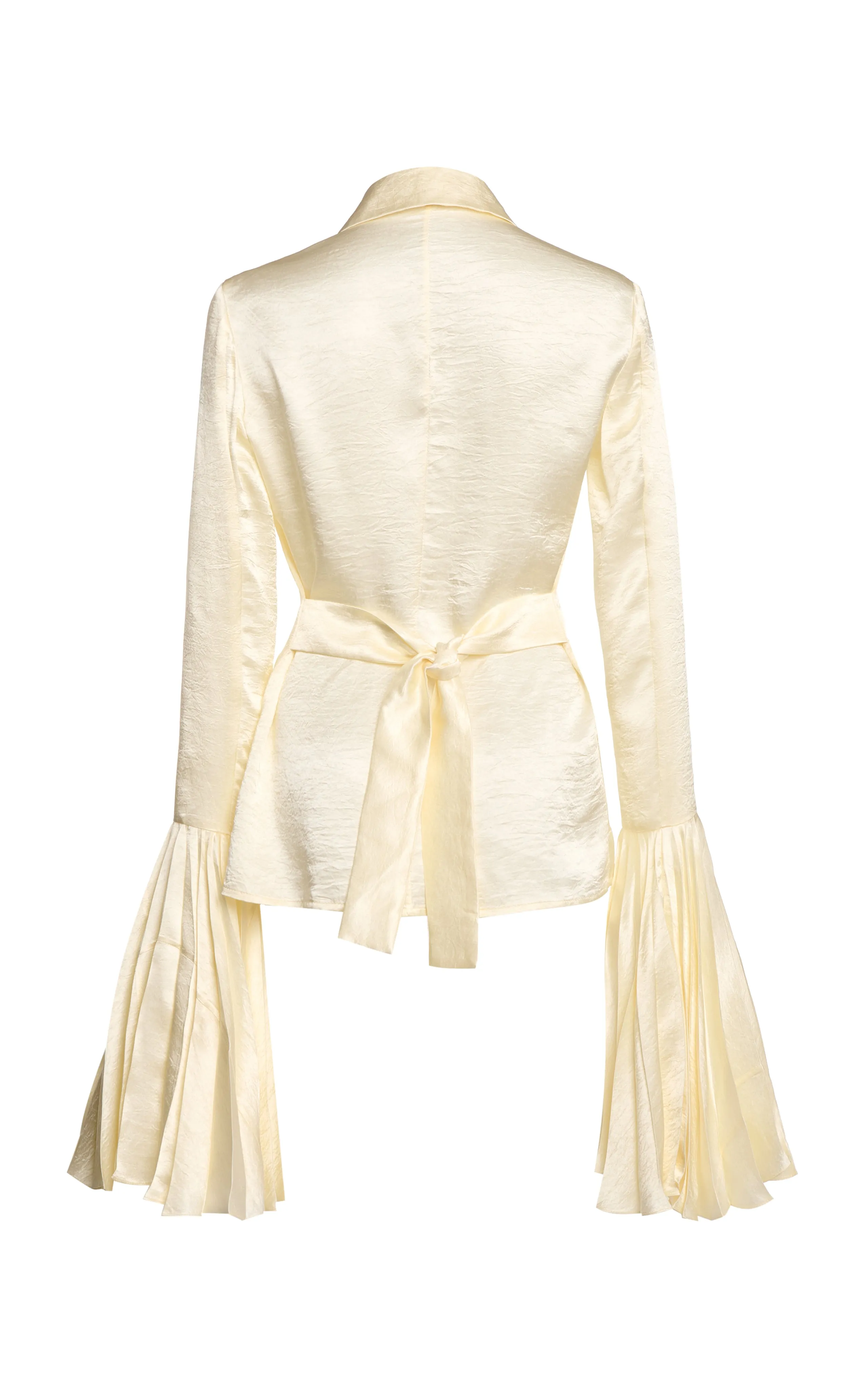 Satin Shirt With Pleated Bell Sleeves Ivory