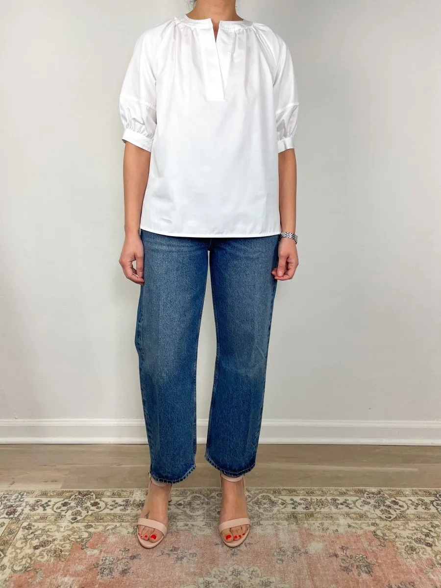 Selina Top in White Poplin