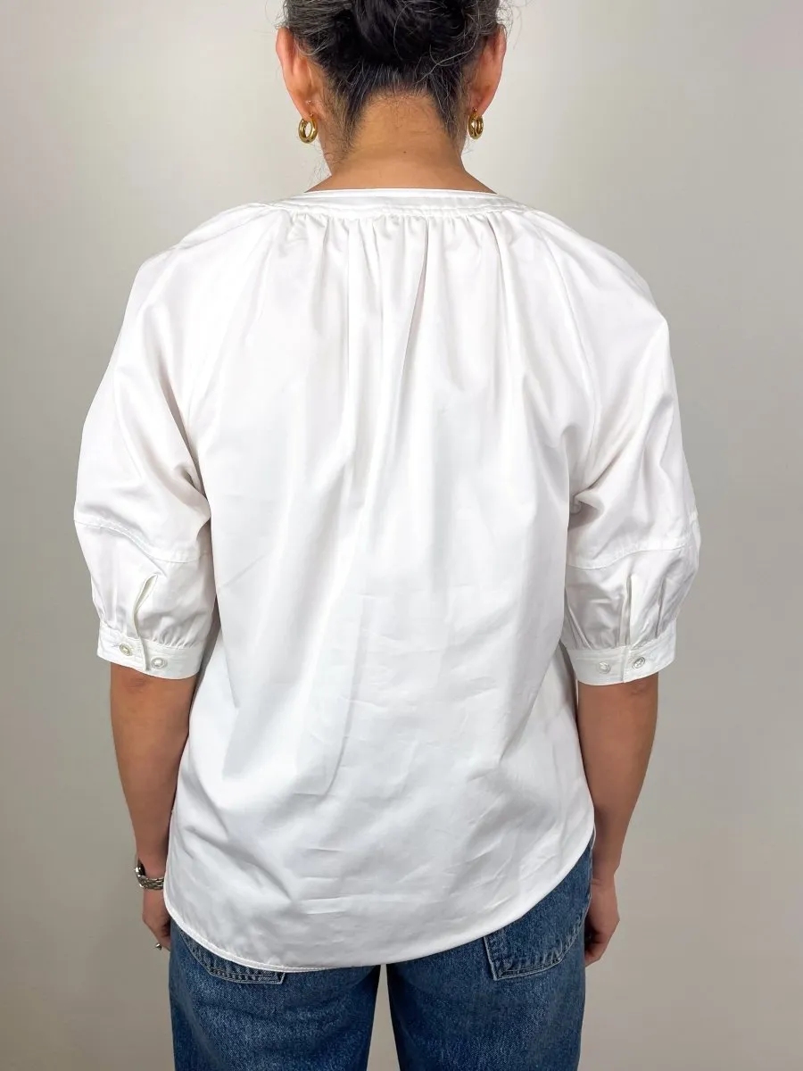 Selina Top in White Poplin