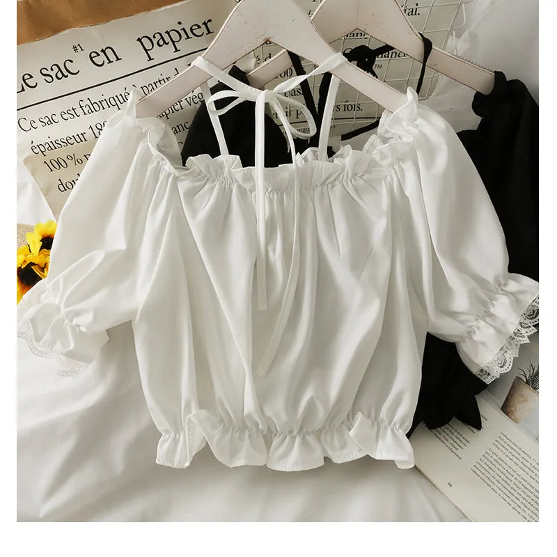 Sexy Short Puff Sleeve Beach Blouse Shirt