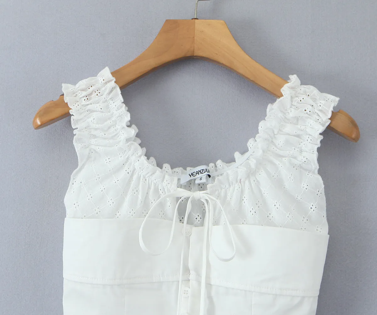 Sexy Slim Breasted Cardigan Top off Neck Cold Shoulder Sleeveless Wooden Ear Vest