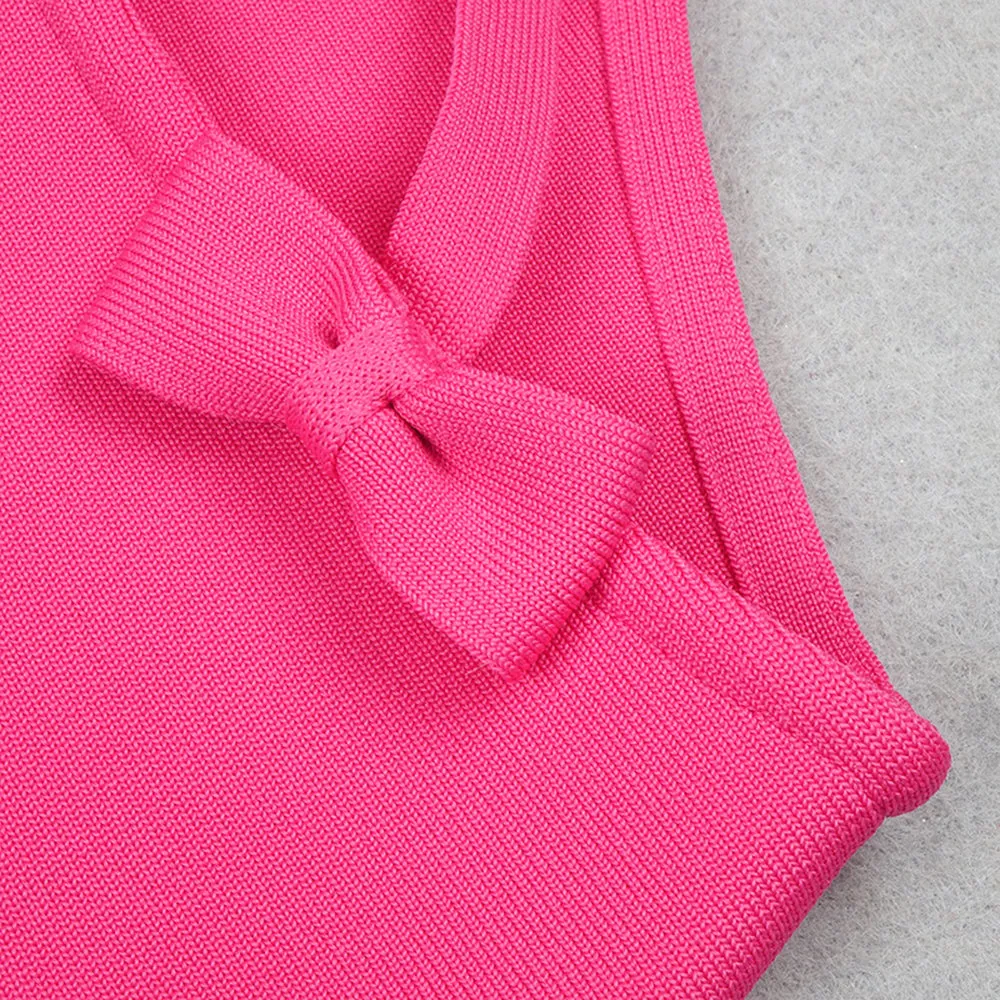 Sexy Solid Color Sleeveless Backless Cutout Bow Club Mini Dress