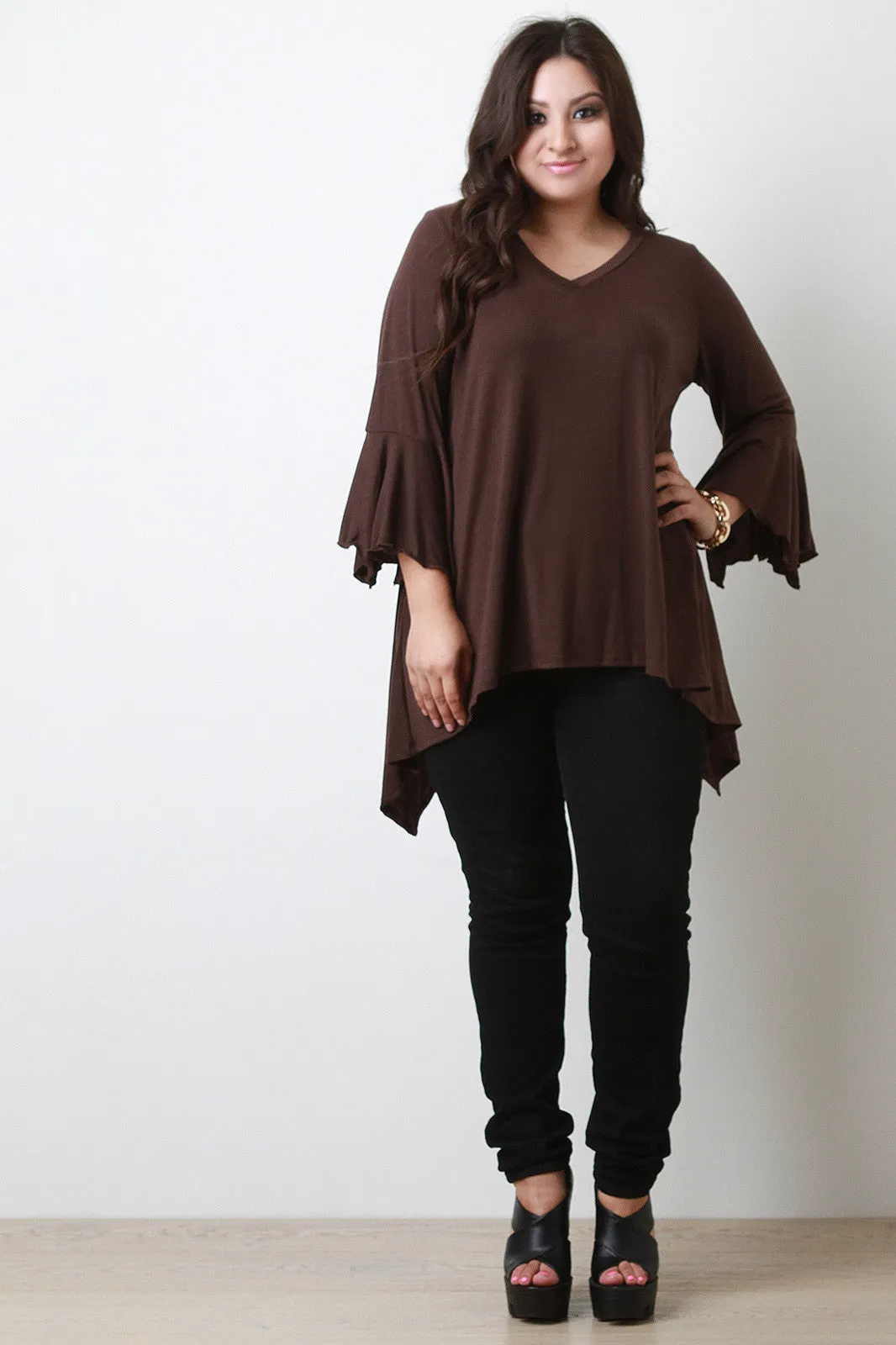 Sharkbite V-Neck Bell Sleeves Top