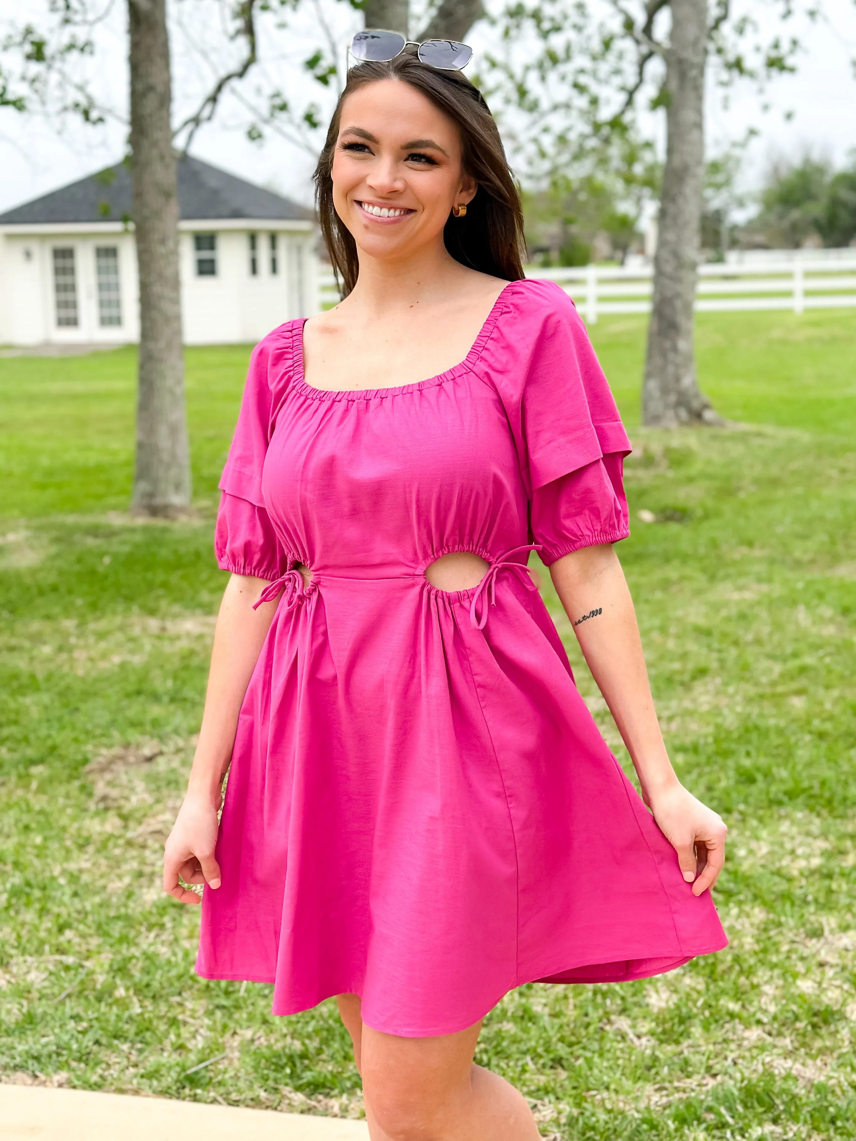 Short Sleeve Cutout Dress