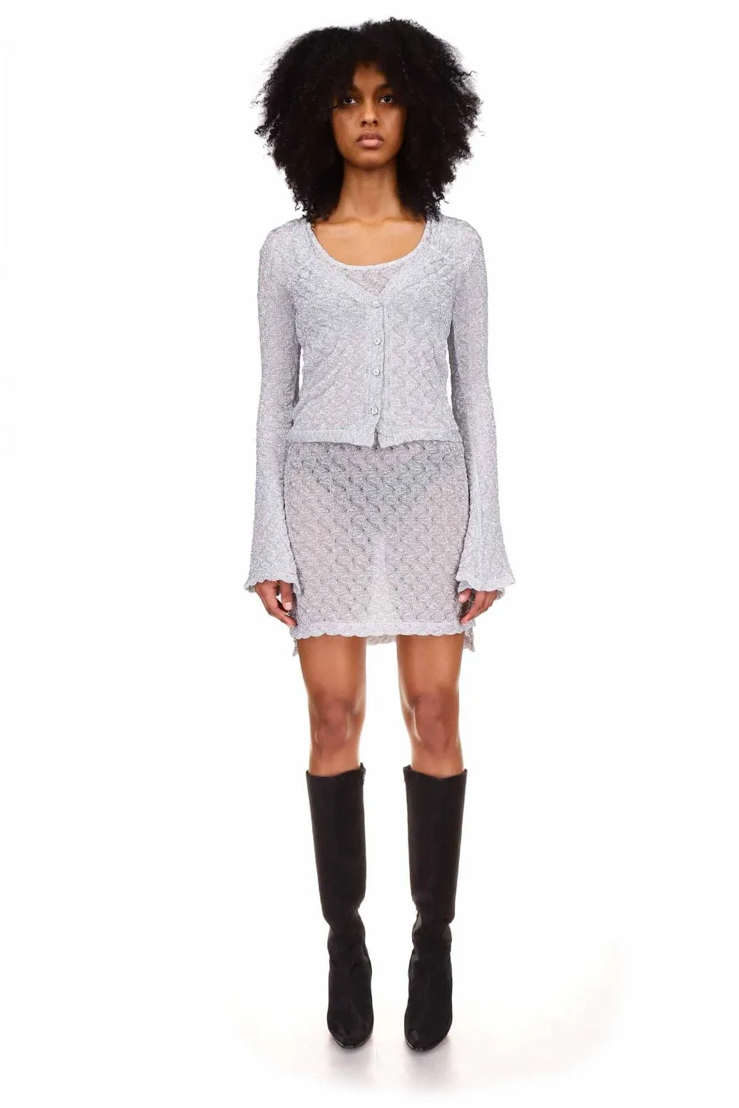 Silver Bubble Knit Cardigan