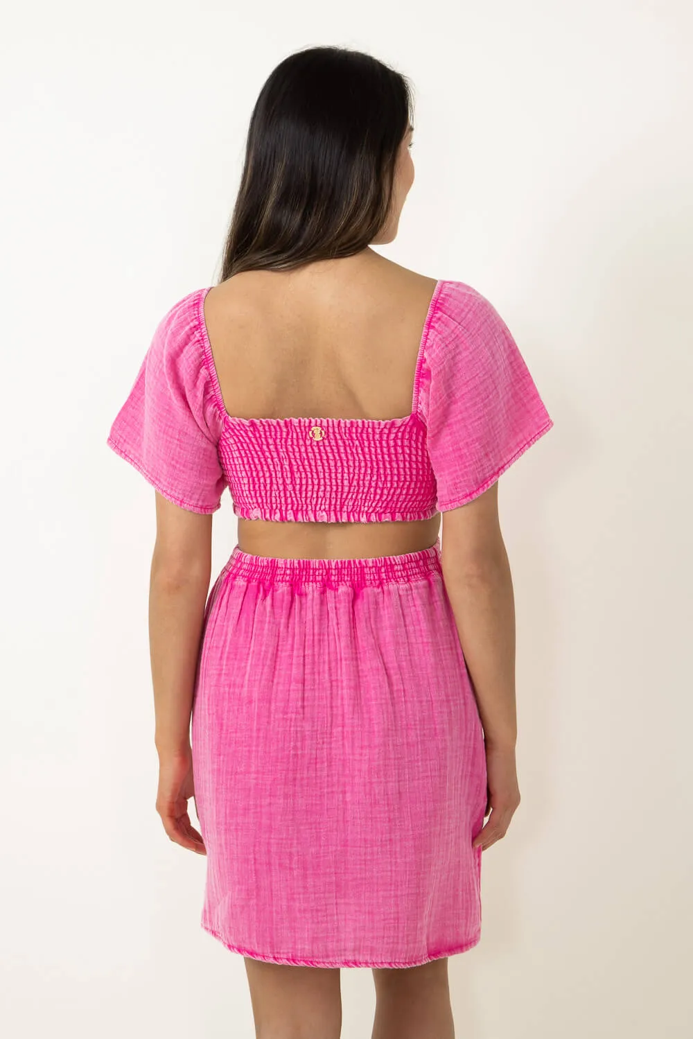 Simply Southern Cutout Dress for Women in Pink | PP-0124-DRS-GZE-CUTOUT-HTPNK