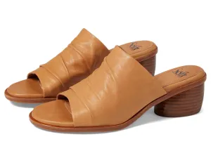 Sofft Chrissie - Heels for Women - Supple Ruched Leather Upper - Round Open Toe - Rounded Stacked Heel Caramel 8 M (B)