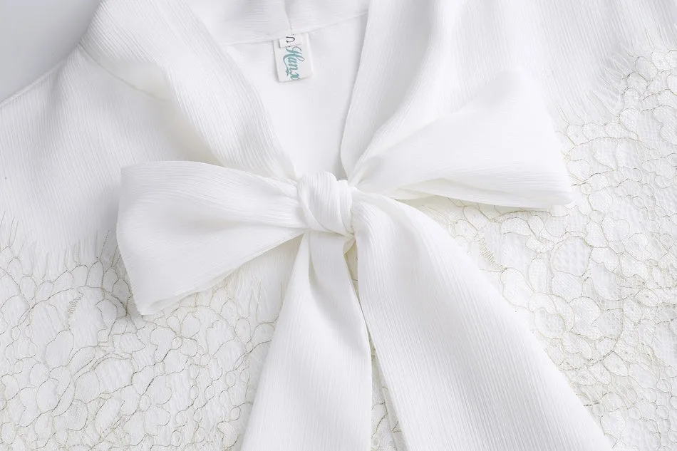 Soft and Breezy Women's Blouse Featuring Lace and Patchwork