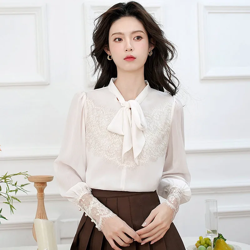 Soft and Breezy Women's Blouse Featuring Lace and Patchwork